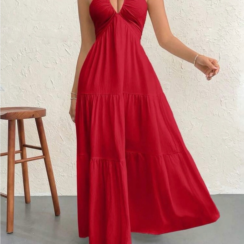 Red Maxi halter Dress
